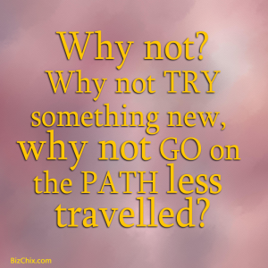 “Why not? Why not try something new, why not go on the path less travelled?” - BizChix.com
