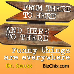 "From there to here, and here to there. Funny things are everywhere." Dr. Seuss - BizChix.com
